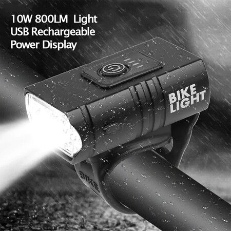 LED Bicycle Light 10W 800LM USB Rechargeable Power Display MTB Mountain Road Bike Front Lamp Flashlight Cycling Accessories