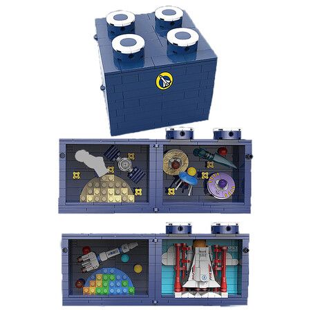 New MOC Space Station Magic Box Model Bricks DIY Multi-Sided Opening Cosmic Rocket Scene Building Blocks Toys for Kids Gifts