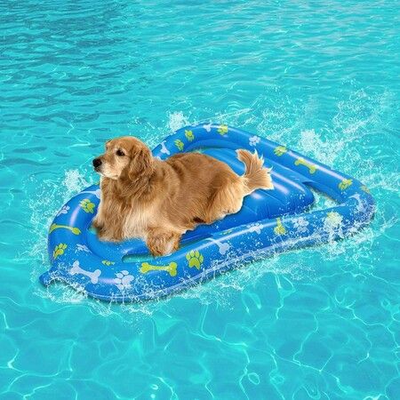 Inflatable Pool Float for Dog Ride On Puppy Paw Pets Swimming