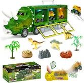 Dinosaur Toys for 1-6 Year Old Boys, Kids Toys Pull Back Dinosaur Transport Truck with Sound and Music&Light Toy Cars