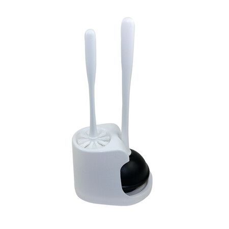 Toilet Plunger and Bowl Brush Combo for Bathroom Cleaning, White, 1 Set