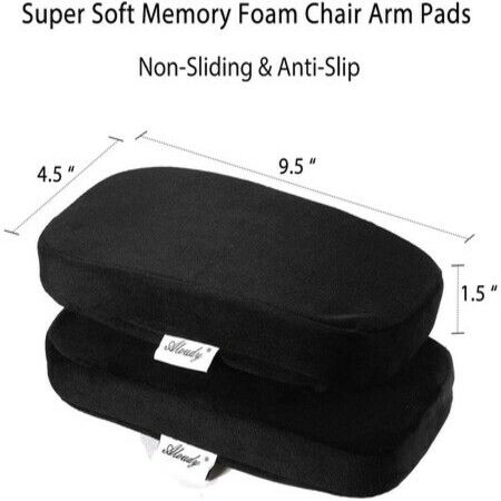 Black 2 Pack Office Arm Chair Covers with Memory Foam Elbow Pillow Chair Armrest Pads Comfy Gaming Chair for Forearm Pressure Relief Use in Office Chairs Wheelchair 