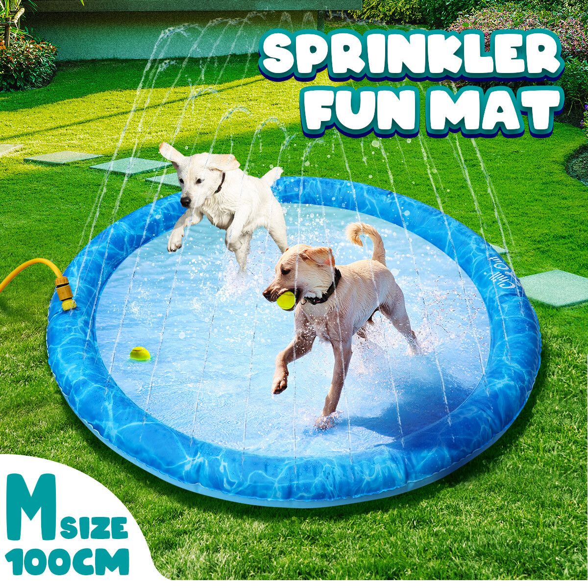 Pet Mat  Dog Sprinkler Splash Swimming Paddling Pool  Outdoor Water Play Spray Toy 100cm