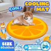 Pet Cooling Mat Dog Pad Cool Gel Pattern Cat Bed Orange 60X60CM