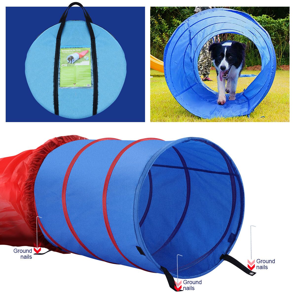 Pet Dog Tunnel Puppy Agility Equipment Interactive Toys Exercise Training with Carrying Case