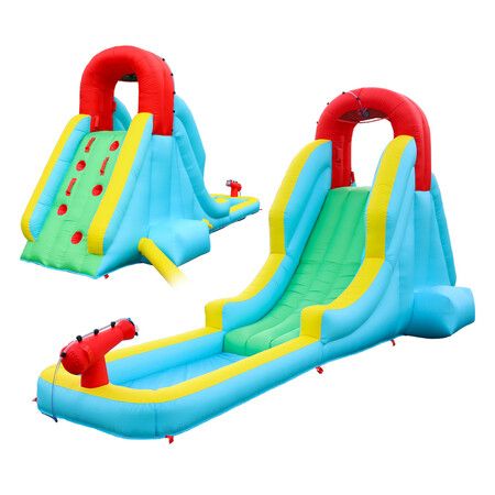 Inflatable Splash Water Bouncer Slide Bounce House w/Climbing Wall & Water Hose 