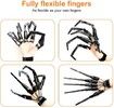 1 Pair Halloween Articulated Fingers, Halloween Cosplay Prop Gear Realistic Skeleton Bone Claws Extender with Flexible Joint Fits All Finger Sizes (Black)