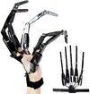 1 Pair Halloween Articulated Fingers, Halloween Cosplay Prop Gear Realistic Skeleton Bone Claws Extender with Flexible Joint Fits All Finger Sizes (Black)