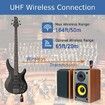 UHF Wireless Guitar Transmitter Receiver with HD LED Screen for Electric Guitar Bass Musical Instruments ?Red?