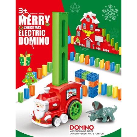 2021 Newest Xmas Toy set for toy domino train, 120 pieces, brick game, small electric train tail, christmas gift for children