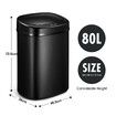 Sensor Rubbish Bin Kitchen Waste Trash Garbage Can Container Steel 80L Black