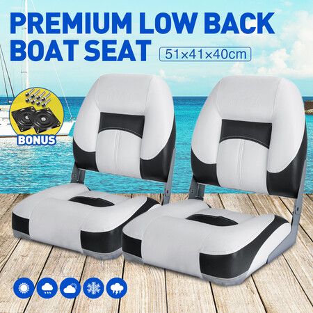 OGL 2 x Swivel Folding Fishing Boat Seats All-weather Marine Collapsible Swivel Chairs White