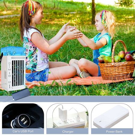 Portable Compact Air Conditioner 480ML water cooling desk Fan with 7 colors LED