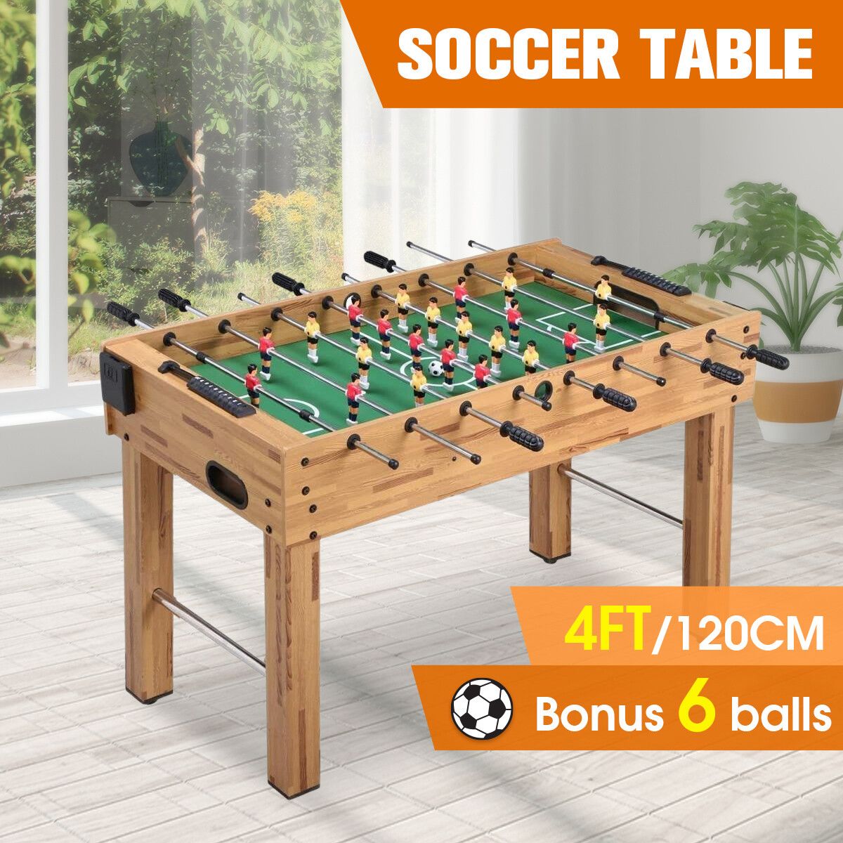 Soccer Gaming Table Foosball Football Game with 6 Balls 122x61x82cm