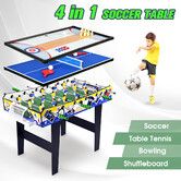 4 In 1 Soccer Table Foosball Tennis Bowling Shuffleboard Game 64x105x51cm