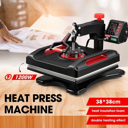 Digital T Shirt Heat Press Transfer Machine Swivel Sublimation Printer Printing with LCD Screen 1200W 38X38CM