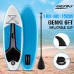 Genki Stand Up Paddle Board Inflatable Paddleboard SUP 180CM Fin Leash White Blue