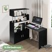 Office Computer Desk L Shaped Rotating Corner Study Home Writing Table 3 Bookshelf 2 Cabinet Black