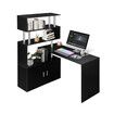 Office Computer Desk L Shaped Rotating Corner Study Home Writing Table 3 Bookshelf 2 Cabinet Black