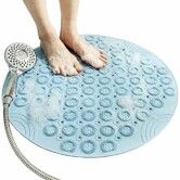 55x55cm Surface Round Non Slip Shower Scrub Mat with Drain Hole Col.Blue