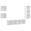 4 Piece TV Cabinet Set White Chipboard