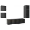 4 Piece TV Cabinet Set High Gloss Grey Chipboard