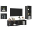 4 Piece TV Cabinet Set High Gloss Grey Chipboard