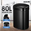 Sensor Rubbish Bin Kitchen Waste Trash Garbage Can Container Steel 80L Black