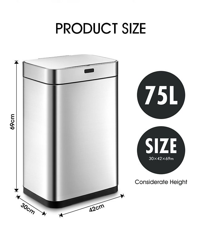 75L Dual Rubbish Bin Recycling Kitchen Waste Trash Garbage Can Motion ...