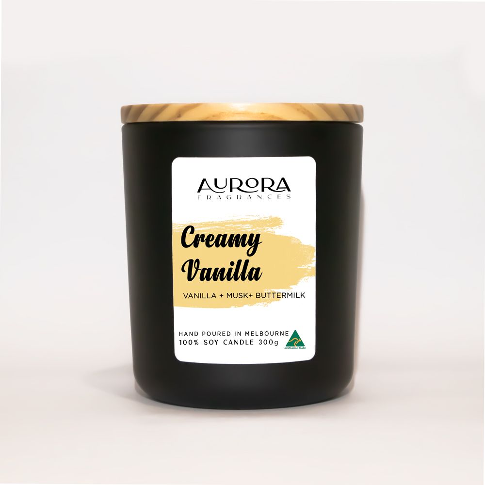 Aurora Creamy Vanilla Soy Candle Australian Made 300g