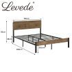 Levede Metal Bed Frame Queen Size Mattress Base Platform Wooden Headboard Brown