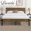 Levede Metal Bed Frame Queen Size Mattress Base Platform Wooden Headboard Brown