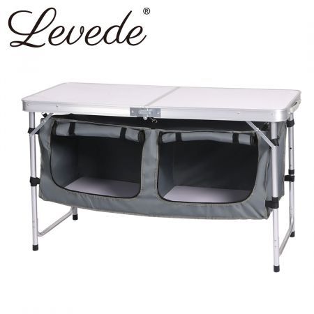 Levede Folding Camping Table Aluminium Portable Picnic Outdoor Storage Organizer