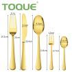 Stainless Steel Cutlery Set Travel Knife Fork Spoon Glossy Gold Tableware 30PCS