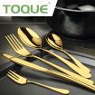 Stainless Steel Cutlery Set Travel Knife Fork Spoon Glossy Gold Tableware 30PCS