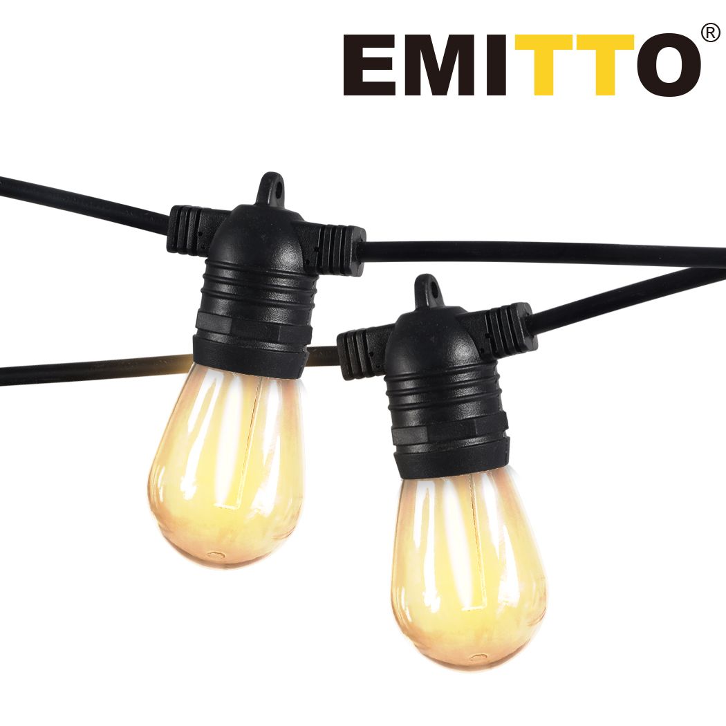 EMITTO 10M Festoon String Lights Christmas Wedding Party Waterproof Outdoor