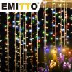 EMITTO LED Curtain Fairy Lights Wedding Indoor Outdoor Xmas Garden Party Decor