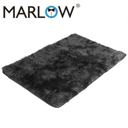 Marlow Floor Rug Shaggy Rugs Soft Large Carpet Area Tie-dyed 200x230cm Black