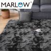 Marlow Floor Rug Shaggy Rugs Soft Large Carpet Area Tie-dyed 200x230cm Black