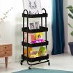 4 Tiers Kitchen Trolley Cart Black