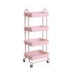 Levede 4 Tiers Kitchen Trolley Cart Steel Storage Rack Shelf Organiser Pink