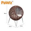 PaWz Rattan Pet Bed Elevated Cat Dog House Round Wicker Basket Kennel Egg Shape