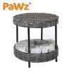 PaWz Rattan Pet Bed Elevated Raised Cat Dog House Wicker Basket Kennel Table