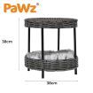 PaWz Rattan Pet Bed Elevated Raised Cat Dog House Wicker Basket Kennel Table