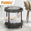 PaWz Rattan Pet Bed Elevated Raised Cat Dog House Wicker Basket Kennel Table