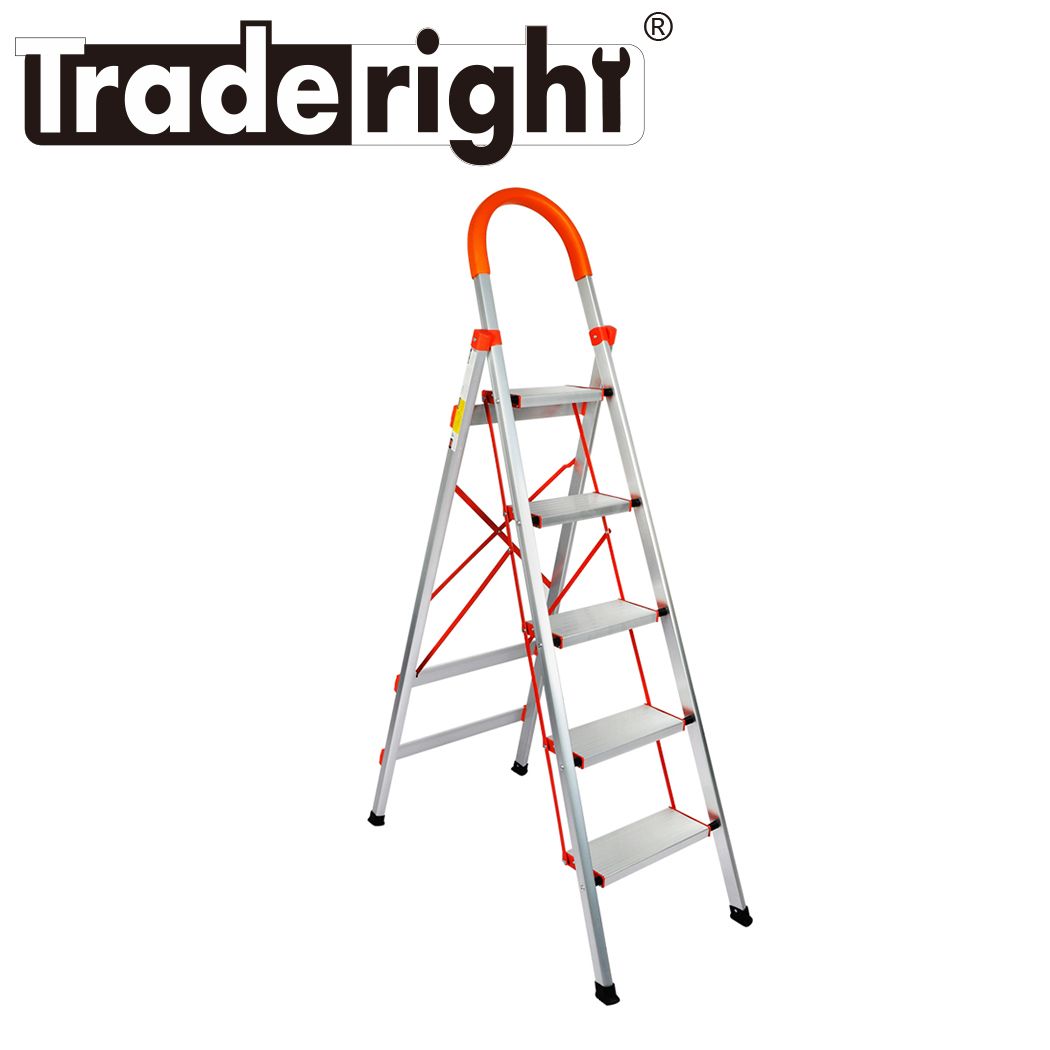 5 Step Ladder Multi-Purpose Folding Aluminium Lightweight Non Slip Platform