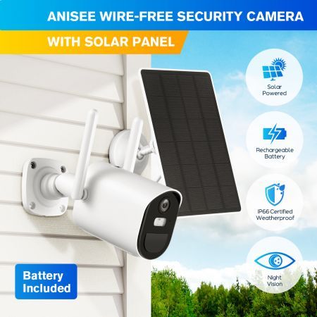 Anisee WIFI Camera CCTV Installation Solar Powered Surveillance Home Security System 