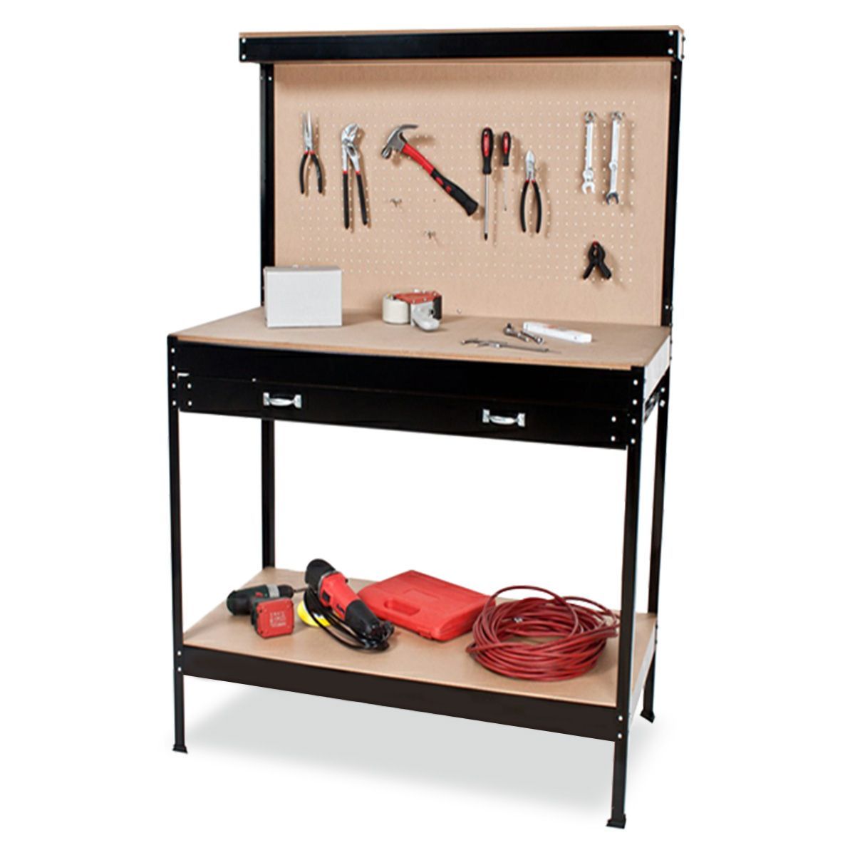 2-Layered Work Bench Garage Storage Table Tool Shop Shelf