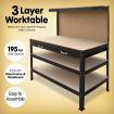 3-layer Steel Work Bench Garage Storage Table Tool Shop Shelf Pegboard Drawer