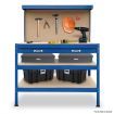 3-Layered Work Bench Garage Storage Table Tool Shop Shelf Blue